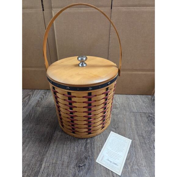 Longaberger 2004 Proudly American Serving Solutions Basket Lidded Ice Bucket - Picture 1 of 9